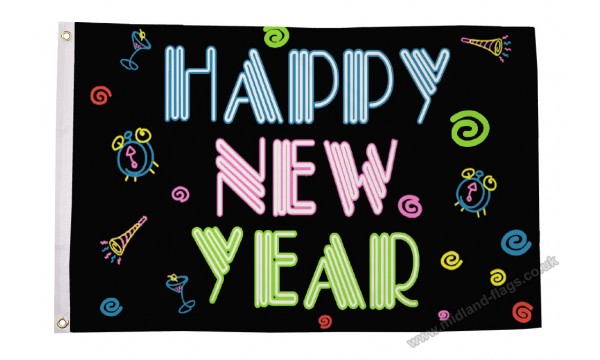 Happy New Year (Neon) Flag